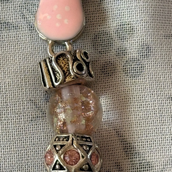 Pink and Red Beaded Keychain with Butterfly Charm - Picture 6 of 6